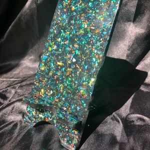 Phone Stand Rainbow Holographic Glitter & Black - DISCOUNTED IMPERFECT